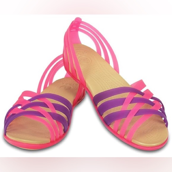 CROCS Pink & Purple Isabella Huarache Sandals - Picture 3 of 5